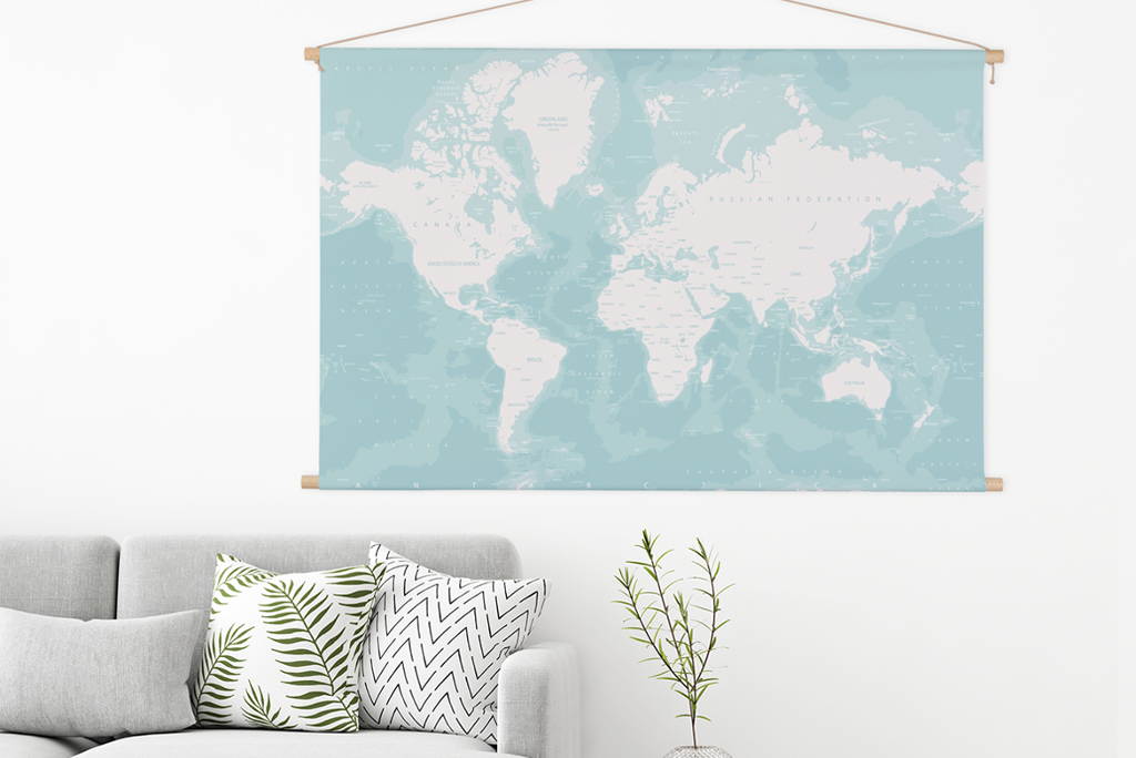 textielposter wereldkaart